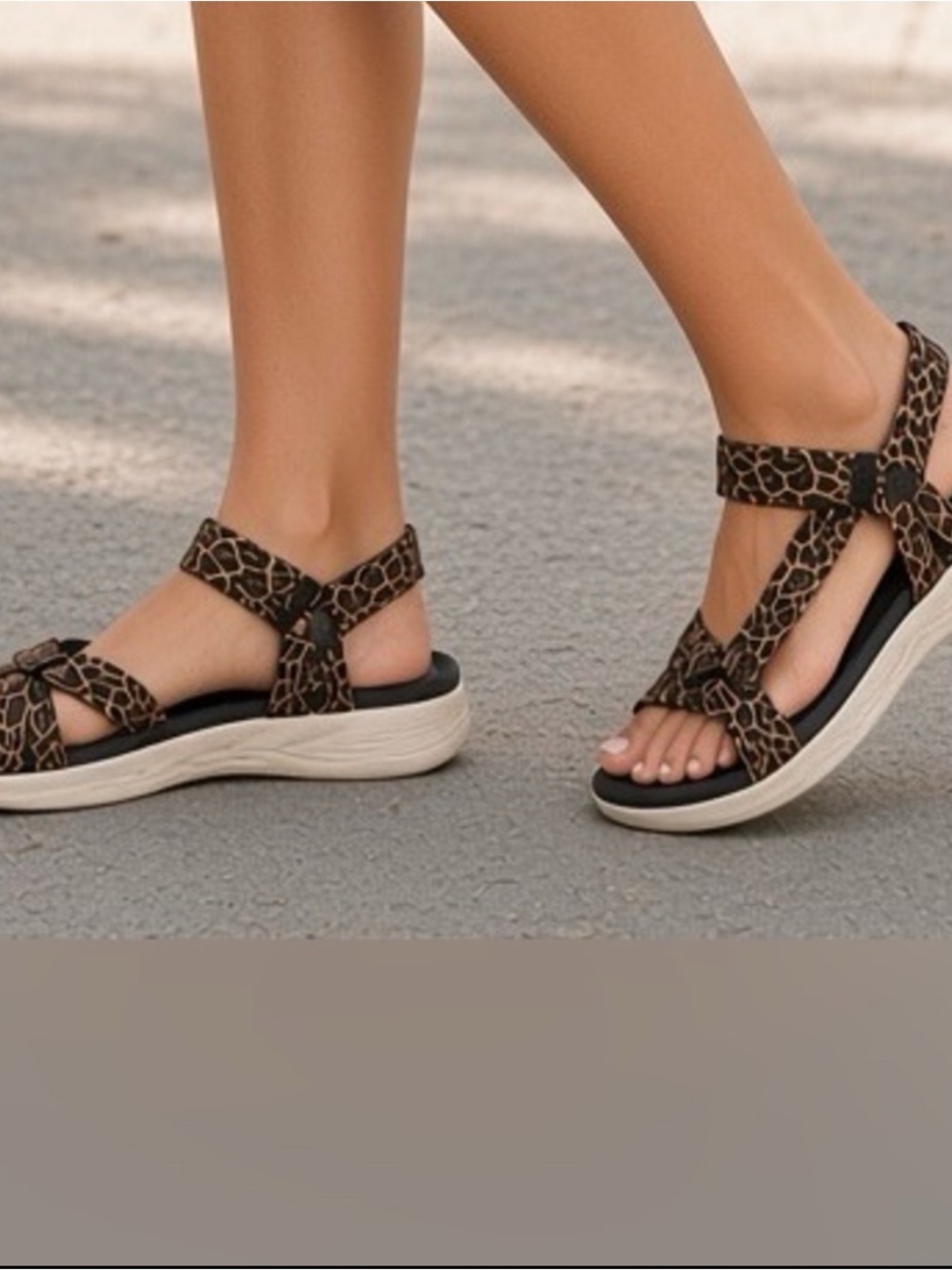 NWT Skechers Go Walk Leopard Print Sandals Sz 12